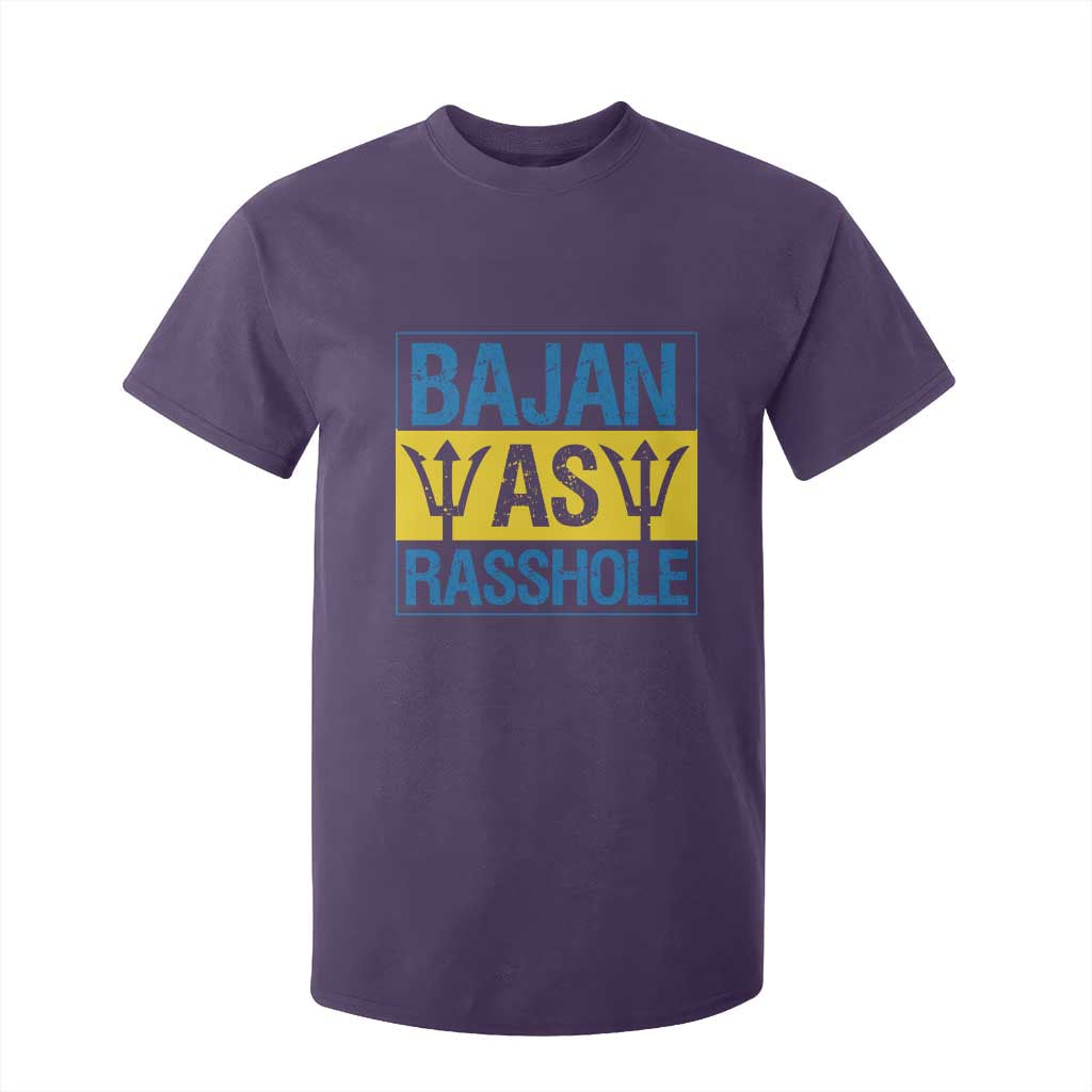 Funny Bajan As Rasshole T Shirt For Kid Barbados Flag With Barbados Tridents TS11 Purple Print Your Wear