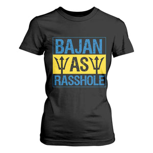 Funny Bajan As Rasshole T Shirt For Women Barbados Flag With Barbados Tridents TS11 Black Print Your Wear