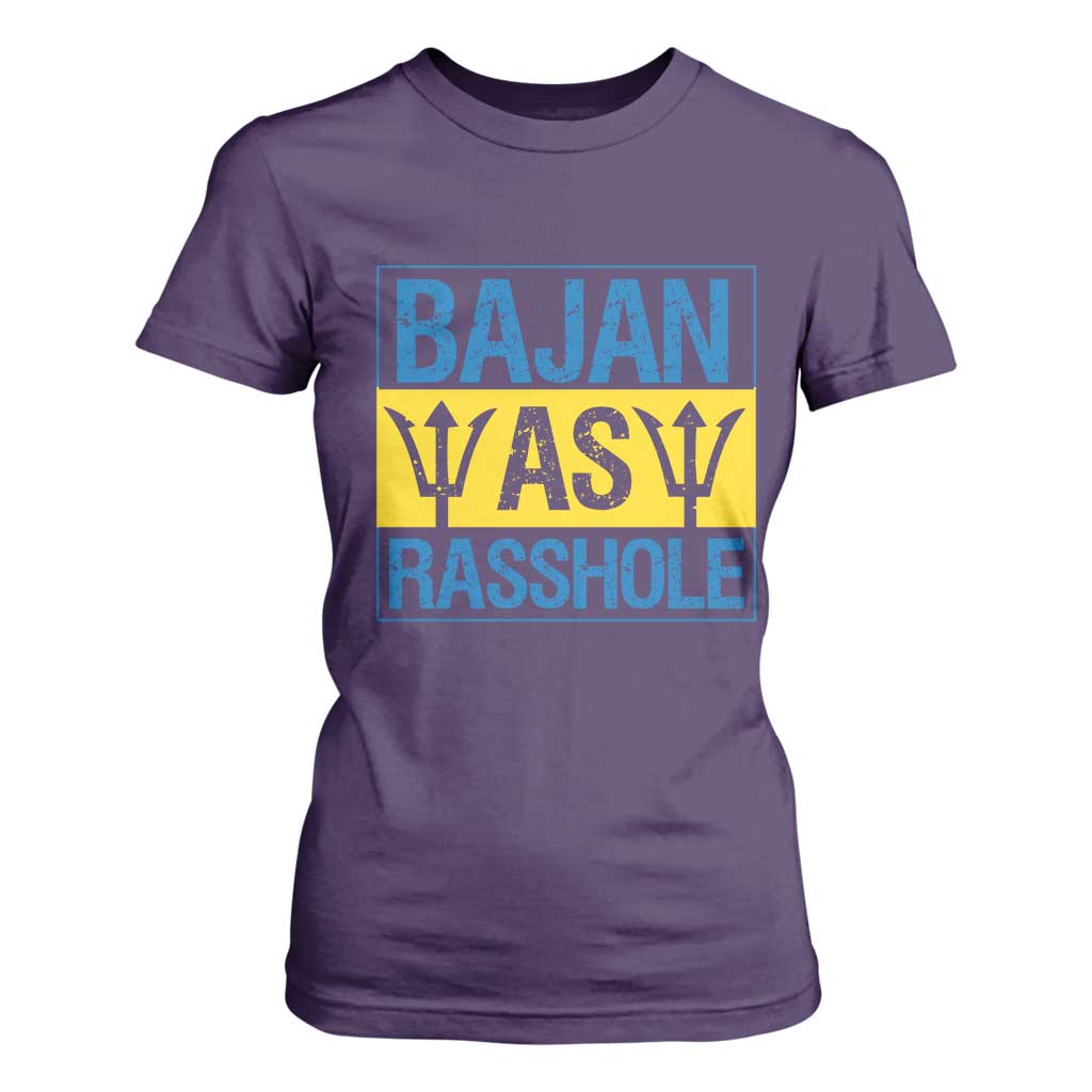 Funny Bajan As Rasshole T Shirt For Women Barbados Flag With Barbados Tridents TS11 Purple Print Your Wear