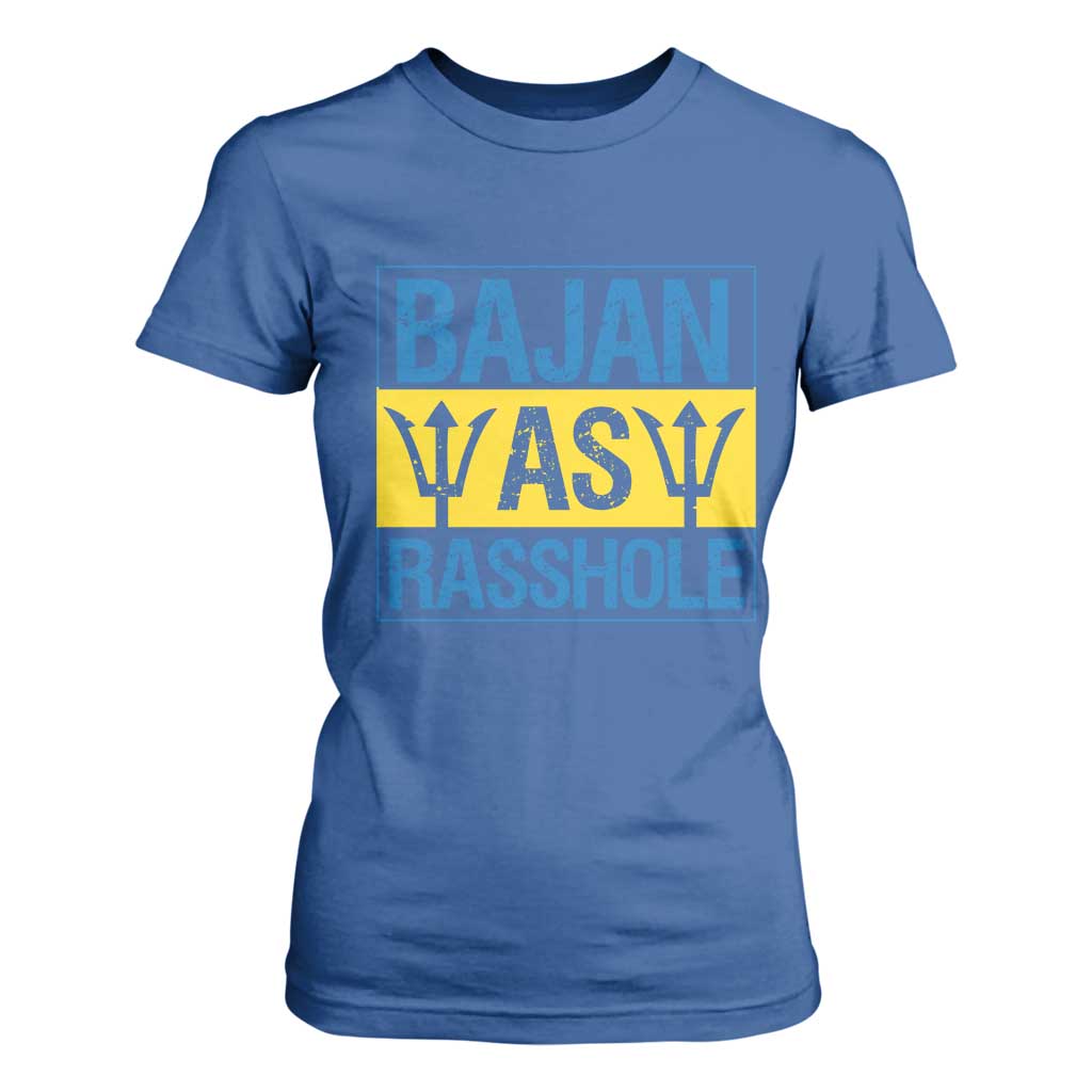 Funny Bajan As Rasshole T Shirt For Women Barbados Flag With Barbados Tridents TS11 Royal Blue Print Your Wear