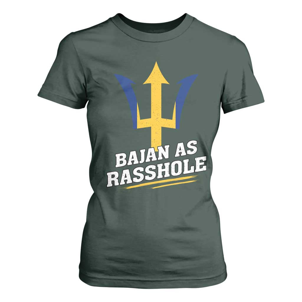 Funny Bajan As Rasshole T Shirt For Women Barbados Tridents TS11 Dark Forest Green Print Your Wear