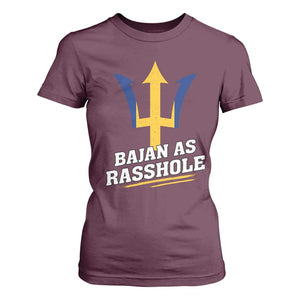 Funny Bajan As Rasshole T Shirt For Women Barbados Tridents TS11 Maroon Print Your Wear