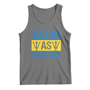 Funny Bajan As Rasshole Tank Top Barbados Flag With Barbados Tridents TS11 Black Heather Print Your Wear