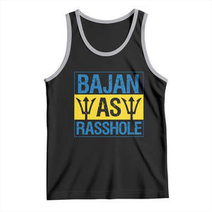 Funny Bajan As Rasshole Tank Top Barbados Flag With Barbados Tridents TS11 Black Athletic Heather Print Your Wear