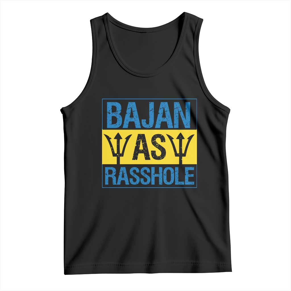 Funny Bajan As Rasshole Tank Top Barbados Flag With Barbados Tridents TS11 Black Print Your Wear