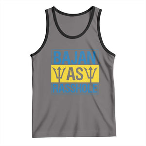 Funny Bajan As Rasshole Tank Top Barbados Flag With Barbados Tridents TS11 Deep Heather Black Print Your Wear