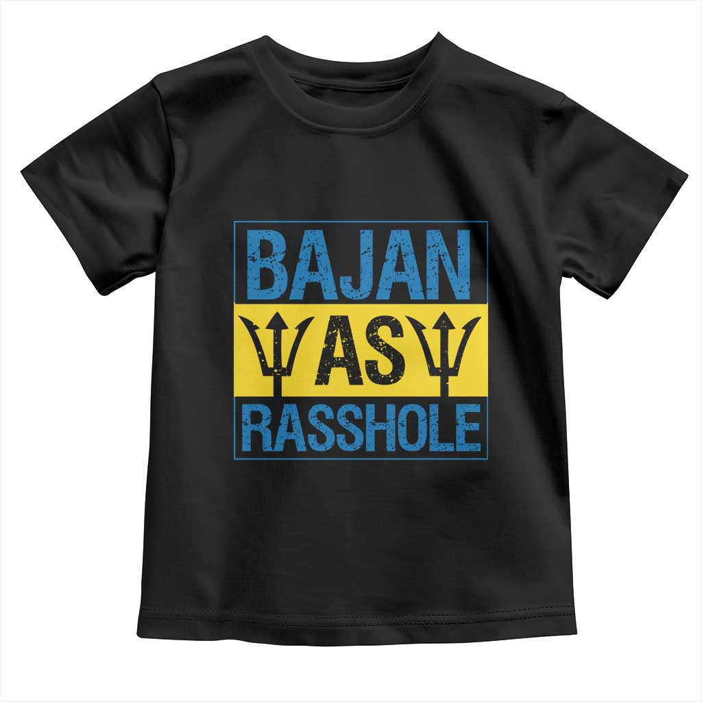 Funny Bajan As Rasshole Toddler T Shirt Barbados Flag With Barbados Tridents TS11 Black Print Your Wear