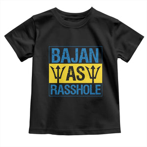 Funny Bajan As Rasshole Toddler T Shirt Barbados Flag With Barbados Tridents TS11 Black Print Your Wear