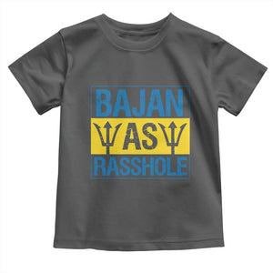 Funny Bajan As Rasshole Toddler T Shirt Barbados Flag With Barbados Tridents TS11 Dark Heather Print Your Wear