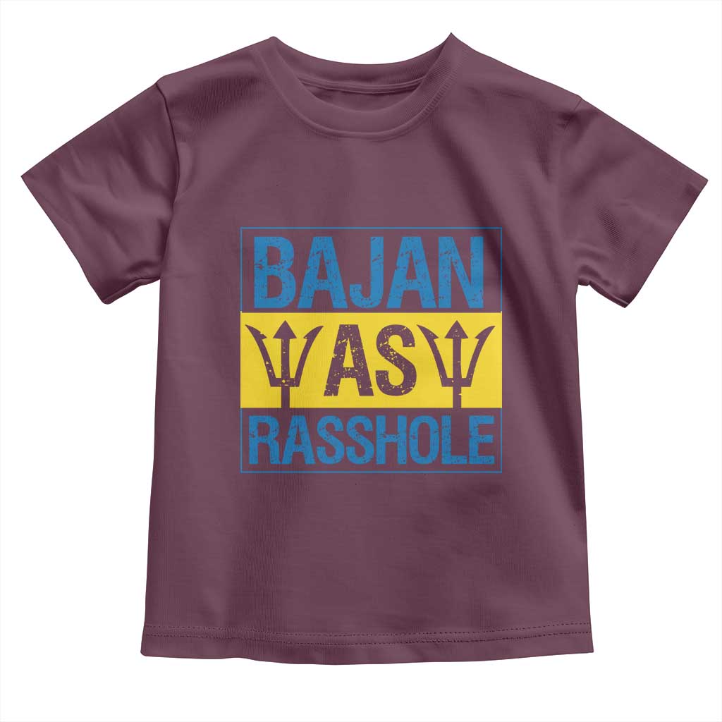 Funny Bajan As Rasshole Toddler T Shirt Barbados Flag With Barbados Tridents TS11 Maroon Print Your Wear