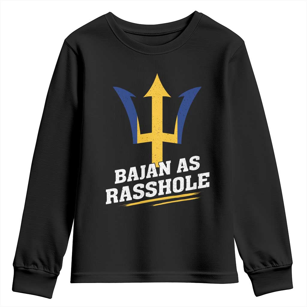 Funny Bajan As Rasshole Youth Sweatshirt Barbados Tridents TS11 Black Print Your Wear