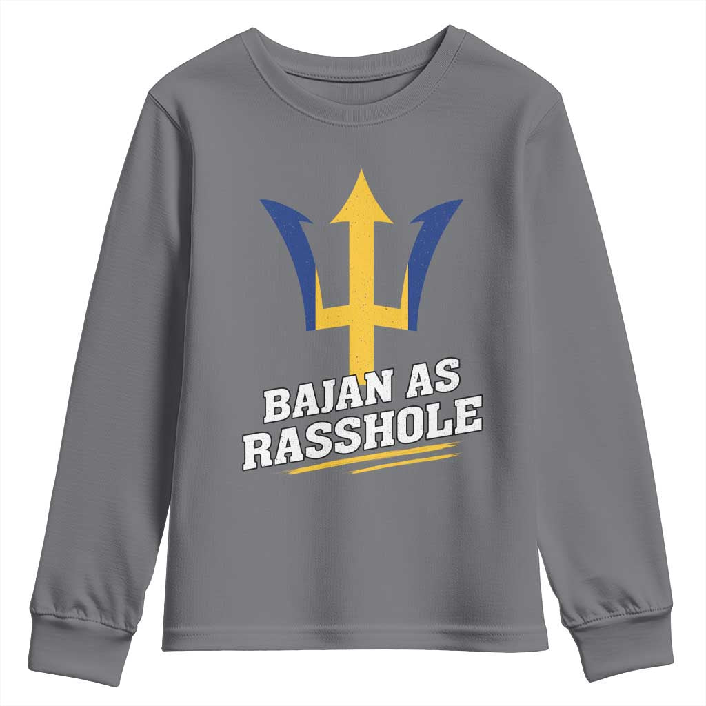 Funny Bajan As Rasshole Youth Sweatshirt Barbados Tridents TS11 Charcoal Print Your Wear