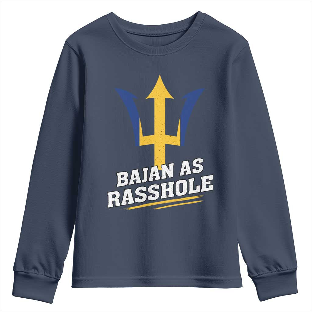 Funny Bajan As Rasshole Youth Sweatshirt Barbados Tridents TS11 Navy Print Your Wear