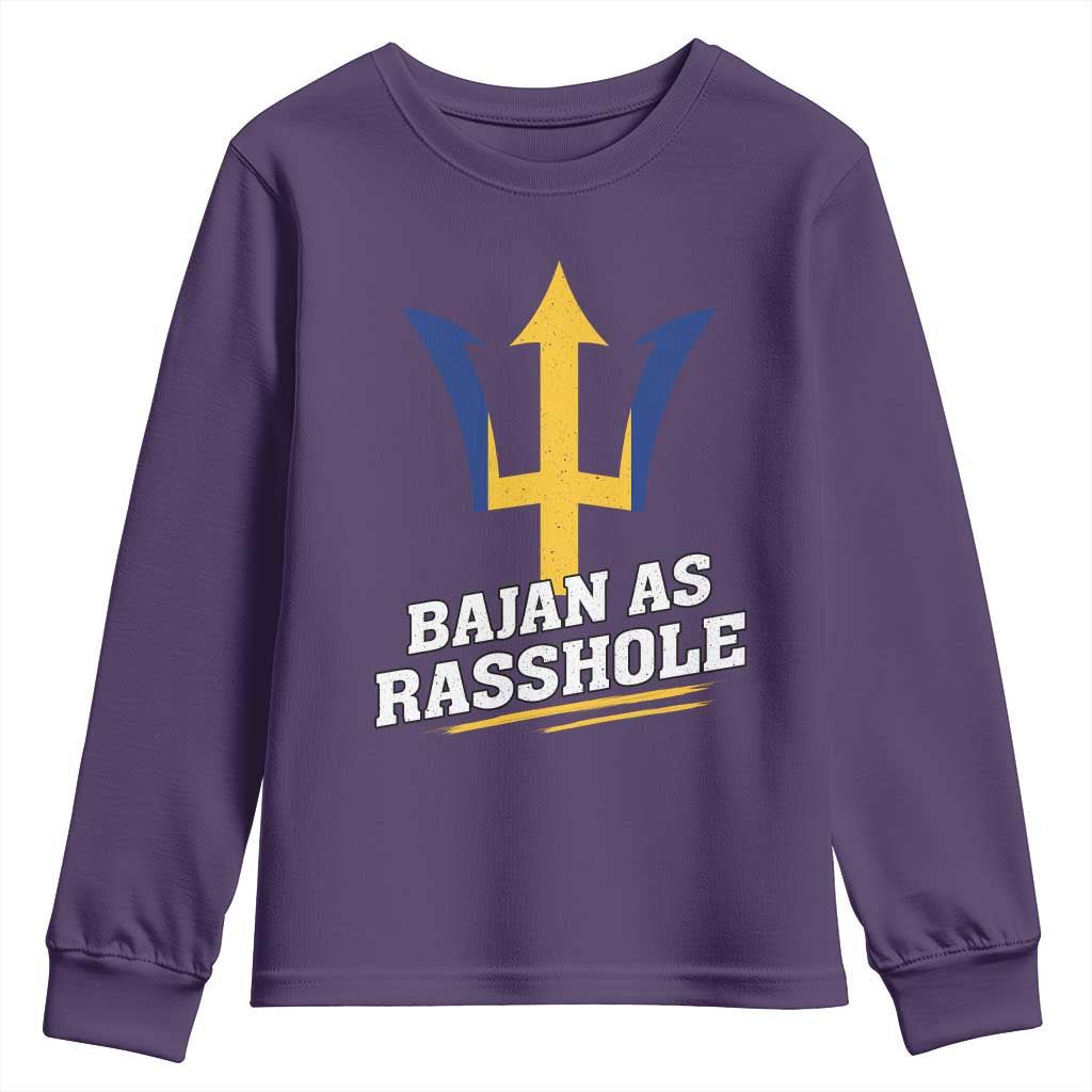 Funny Bajan As Rasshole Youth Sweatshirt Barbados Tridents TS11 Purple Print Your Wear