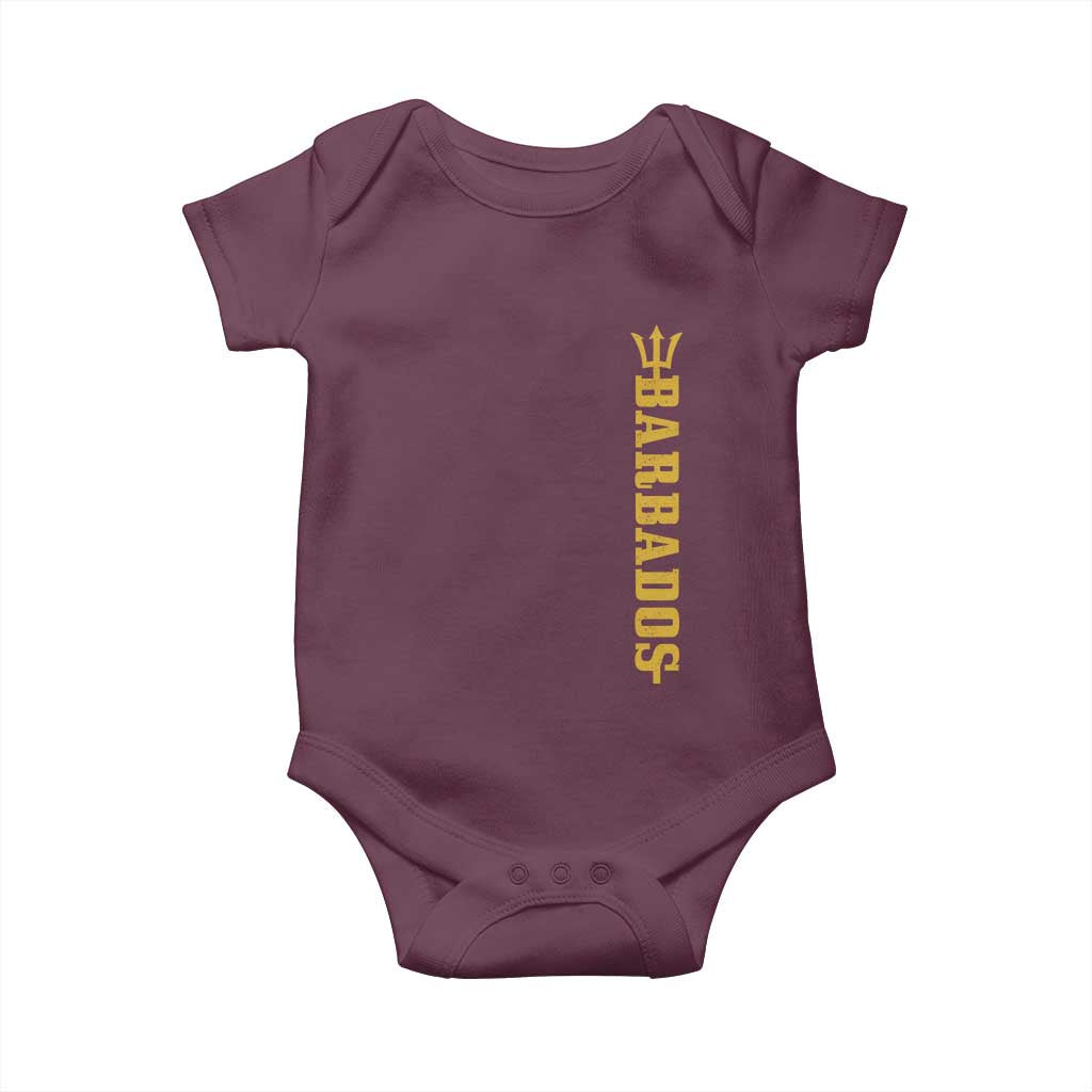 Funny Bajan Pride Barbados Trident Baby Onesie TS11 Maroon Print Your Wear