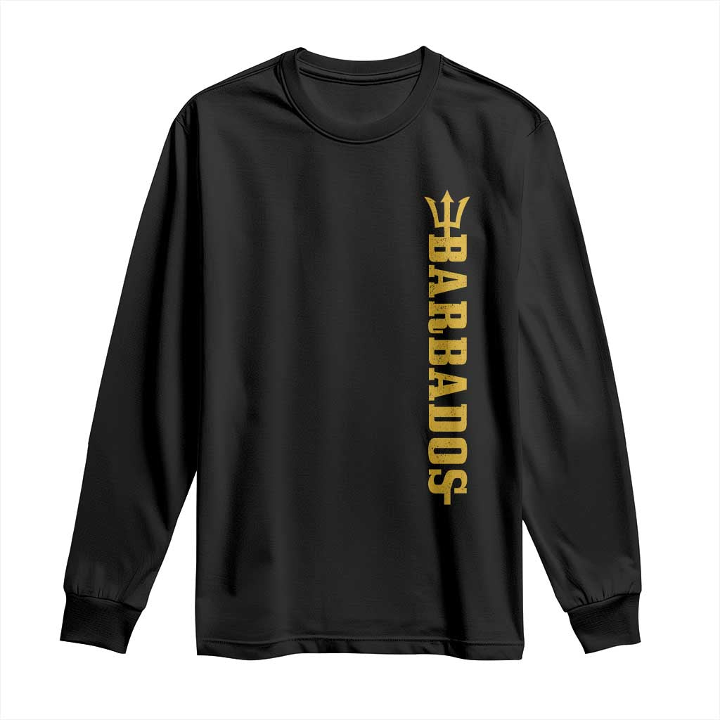 Funny Bajan Pride Barbados Trident Long Sleeve Shirt TS11 Black Print Your Wear
