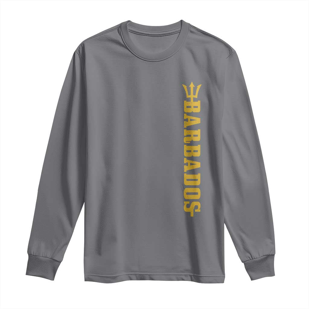 Funny Bajan Pride Barbados Trident Long Sleeve Shirt TS11 Charcoal Print Your Wear