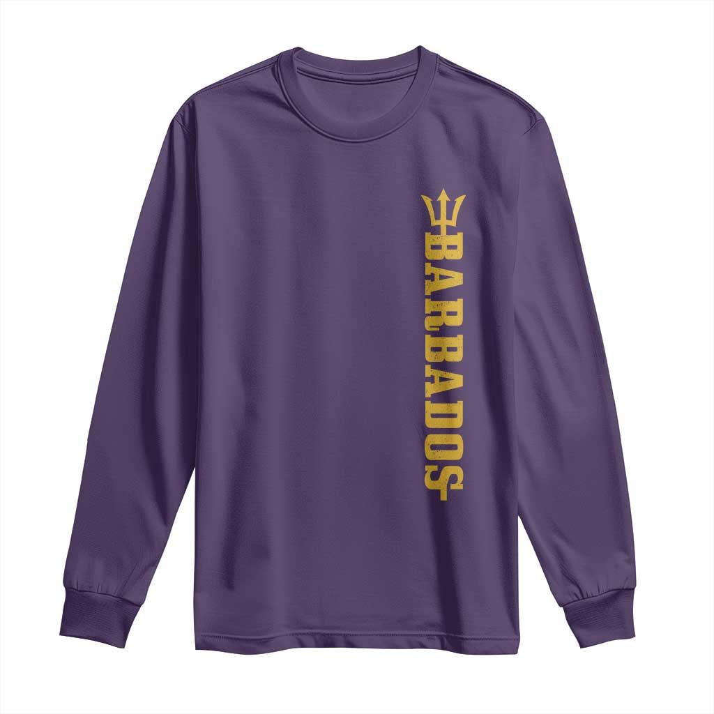 Funny Bajan Pride Barbados Trident Long Sleeve Shirt TS11 Purple Print Your Wear