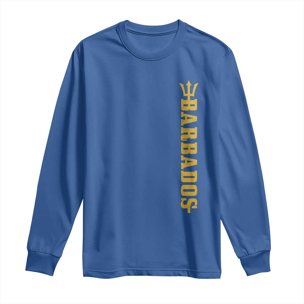 Funny Bajan Pride Barbados Trident Long Sleeve Shirt TS11 Royal Blue Print Your Wear