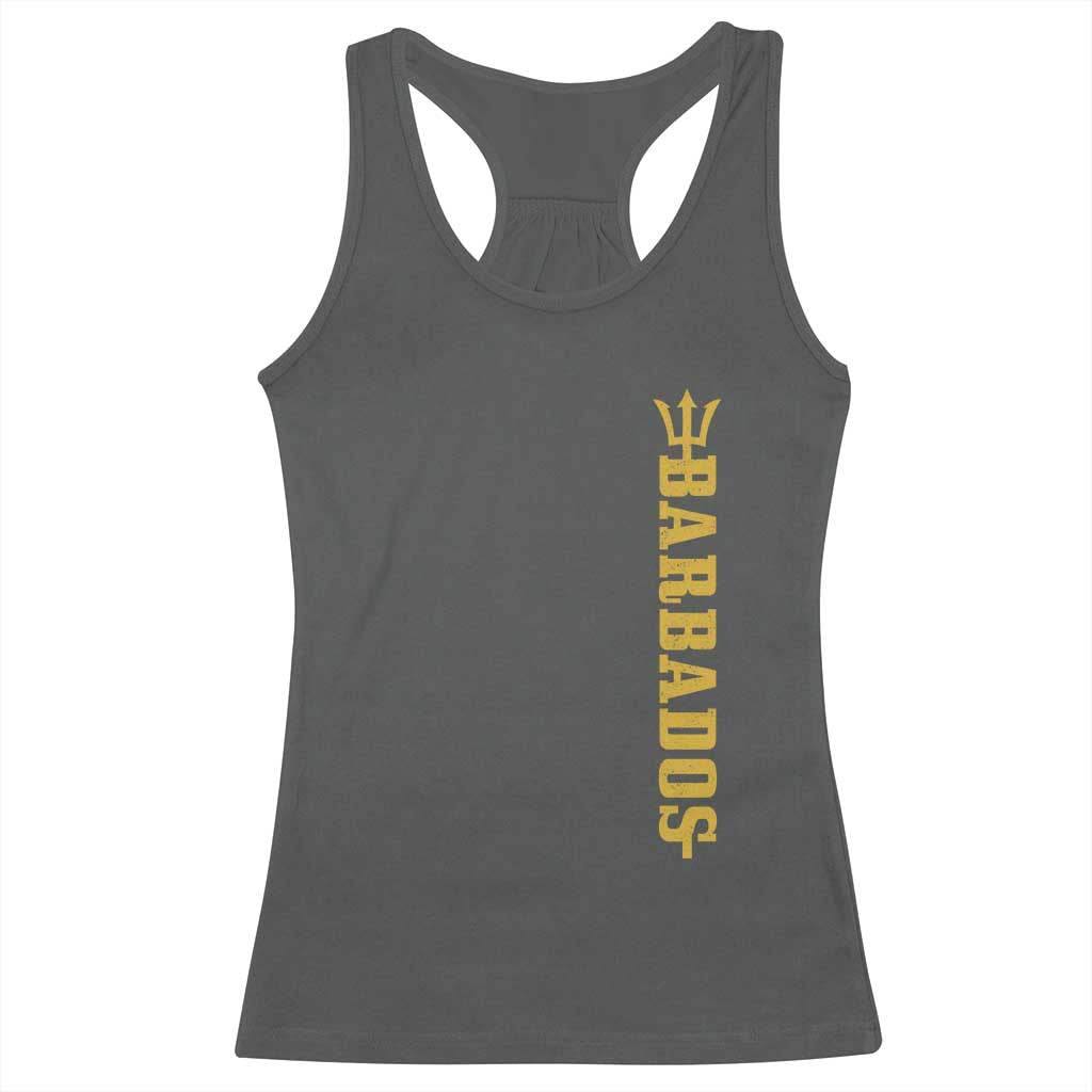 Funny Bajan Pride Barbados Trident Racerback Tank Top TS11 Dark Heather Print Your Wear