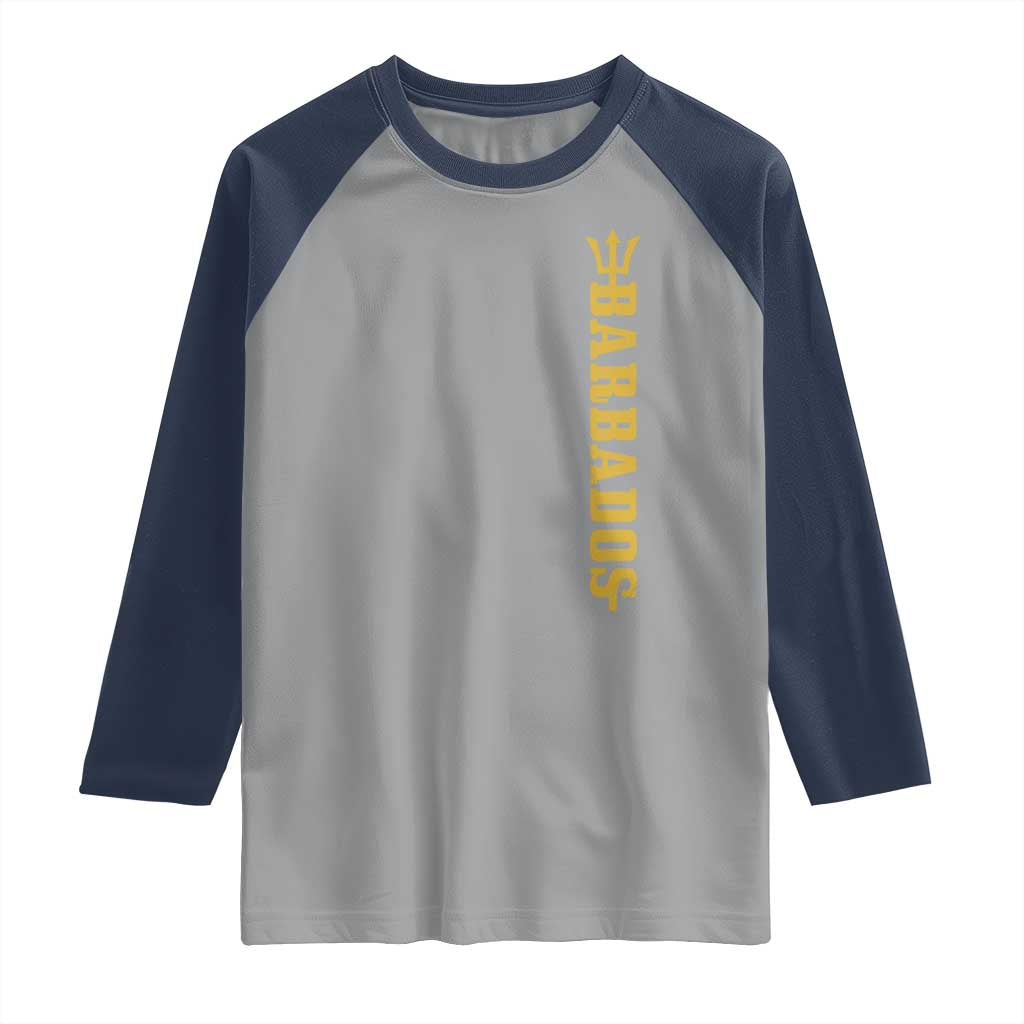 Funny Bajan Pride Barbados Trident Raglan Shirt TS11 Sport Gray Navy Print Your Wear
