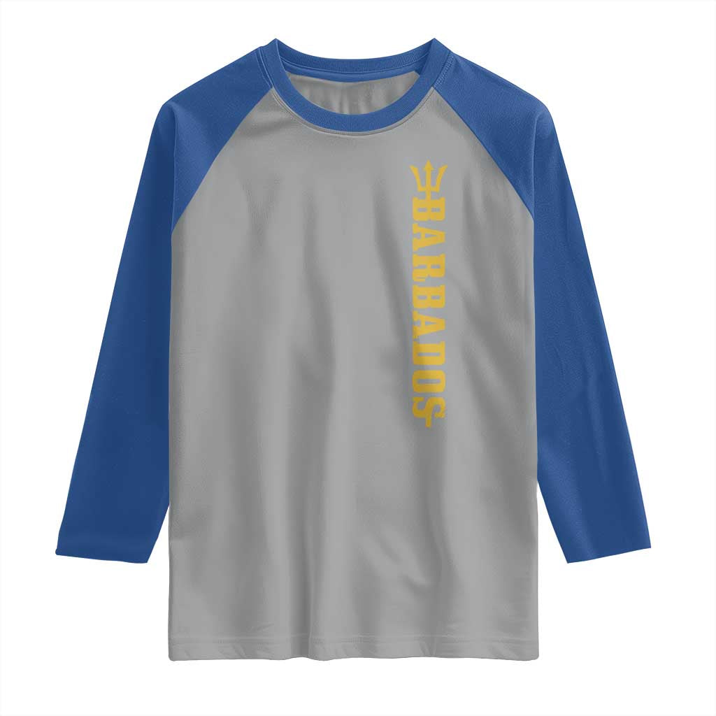 Funny Bajan Pride Barbados Trident Raglan Shirt TS11 Sport Gray Royal Print Your Wear