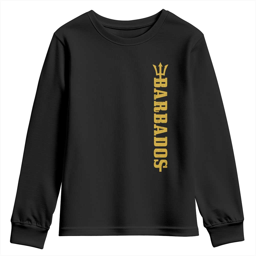 Funny Bajan Pride Barbados Trident Youth Sweatshirt TS11 Black Print Your Wear