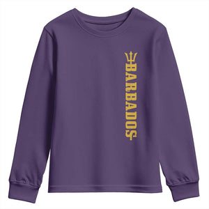 Funny Bajan Pride Barbados Trident Youth Sweatshirt TS11 Purple Print Your Wear