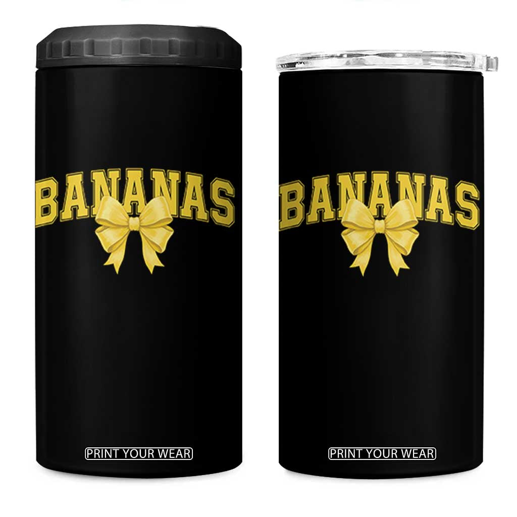 Funny Bananas Coquette Bow Baseball Player 4 in 1 Can Cooler Tumbler TS11 One Size: 16 oz Black Print Your Wear