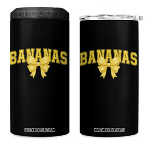 Funny Bananas Coquette Bow Baseball Player 4 in 1 Can Cooler Tumbler TS11 One Size: 16 oz Black Print Your Wear