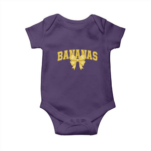 Funny Bananas Coquette Bow Baseball Player Baby Onesie TS11 Purple Print Your Wear