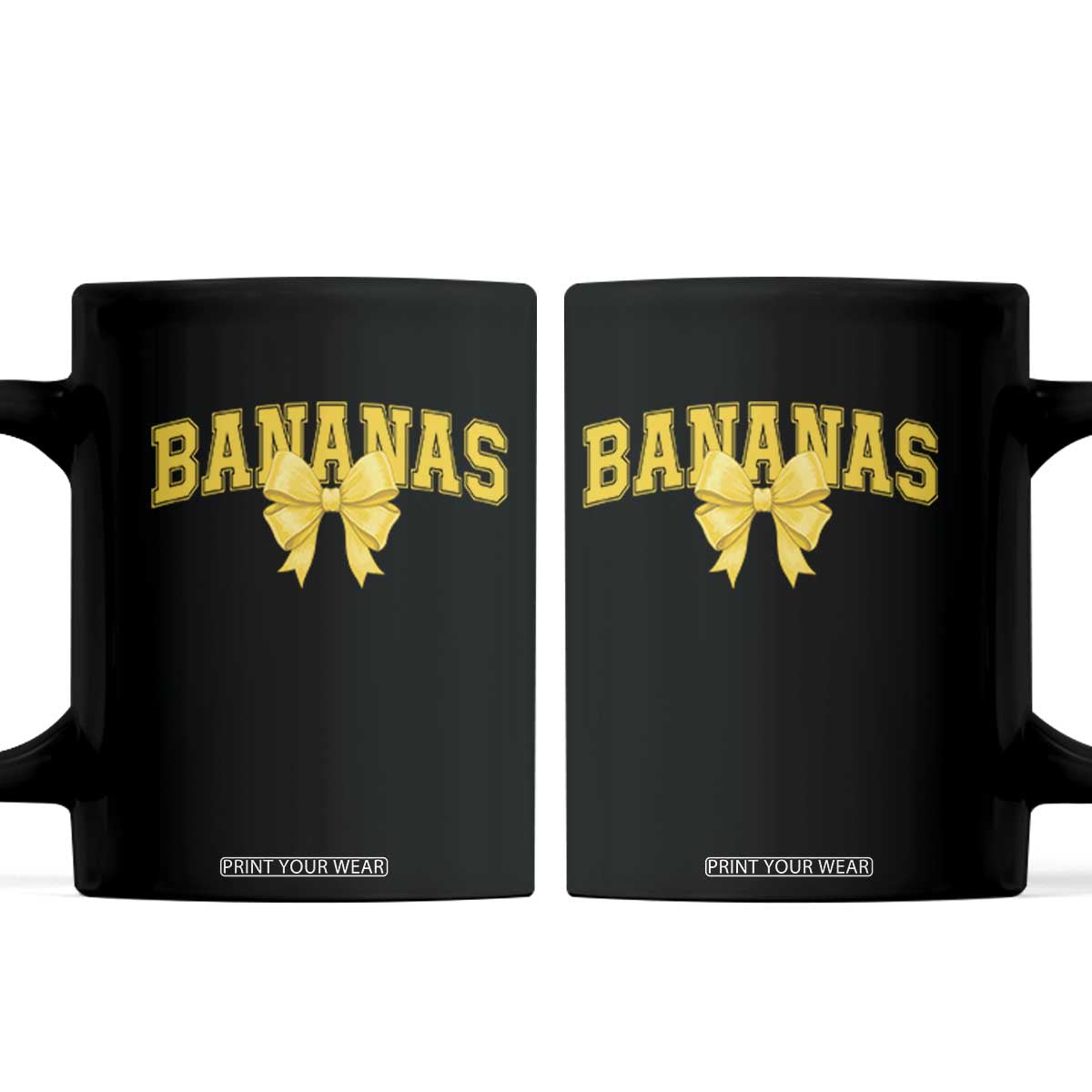 Funny Bananas Coquette Bow Baseball Player Coffee Mug TS11 Black Print Your Wear