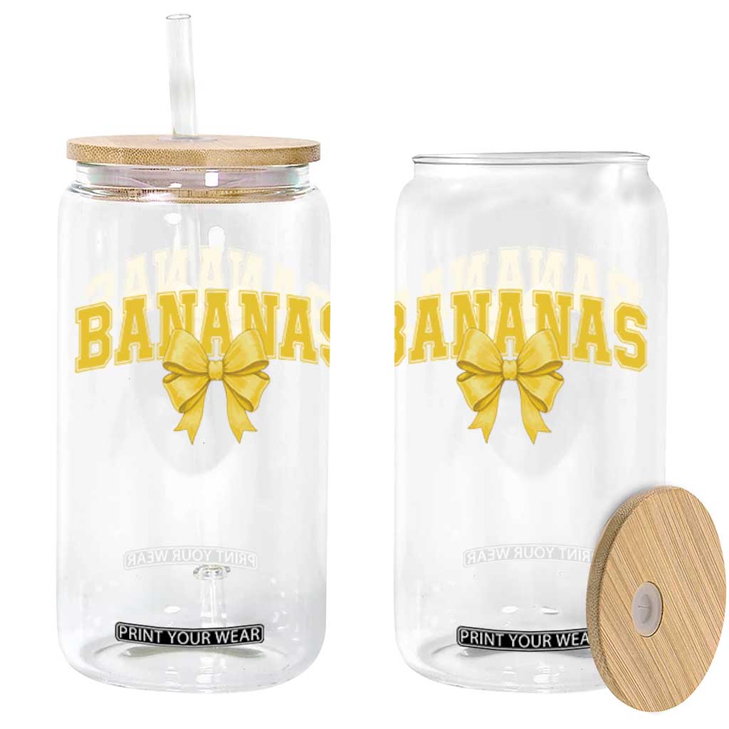 Funny Bananas Coquette Bow Baseball Player Glass Can TS11 Black Print Your Wear