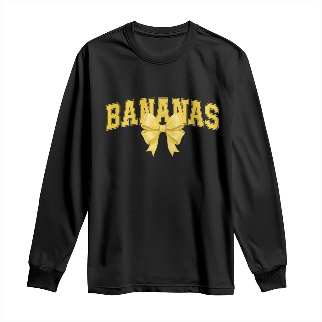 Funny Bananas Coquette Bow Baseball Player Long Sleeve Shirt TS11 Black Print Your Wear