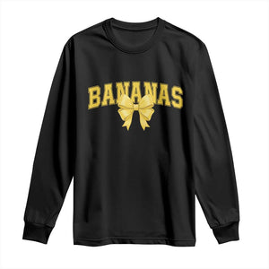 Funny Bananas Coquette Bow Baseball Player Long Sleeve Shirt TS11 Black Print Your Wear