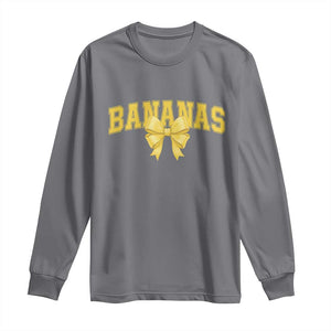 Funny Bananas Coquette Bow Baseball Player Long Sleeve Shirt TS11 Charcoal Print Your Wear