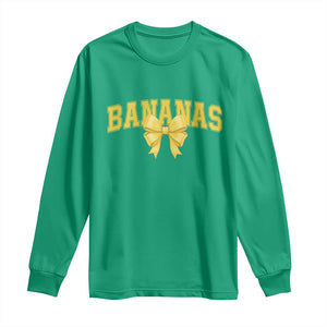 Funny Bananas Coquette Bow Baseball Player Long Sleeve Shirt TS11 Irish Green Print Your Wear