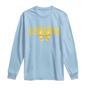 Funny Bananas Coquette Bow Baseball Player Long Sleeve Shirt TS11 Light Blue Print Your Wear