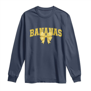 Funny Bananas Coquette Bow Baseball Player Long Sleeve Shirt TS11 Navy Print Your Wear