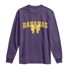 Funny Bananas Coquette Bow Baseball Player Long Sleeve Shirt TS11 Purple Print Your Wear