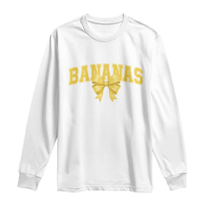 Funny Bananas Coquette Bow Baseball Player Long Sleeve Shirt TS11 White Print Your Wear