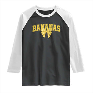 Funny Bananas Coquette Bow Baseball Player Raglan Shirt TS11 Black White Print Your Wear