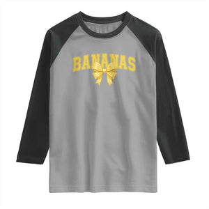 Funny Bananas Coquette Bow Baseball Player Raglan Shirt TS11 Sport Gray Black Print Your Wear