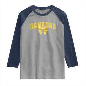 Funny Bananas Coquette Bow Baseball Player Raglan Shirt TS11 Sport Gray Navy Print Your Wear