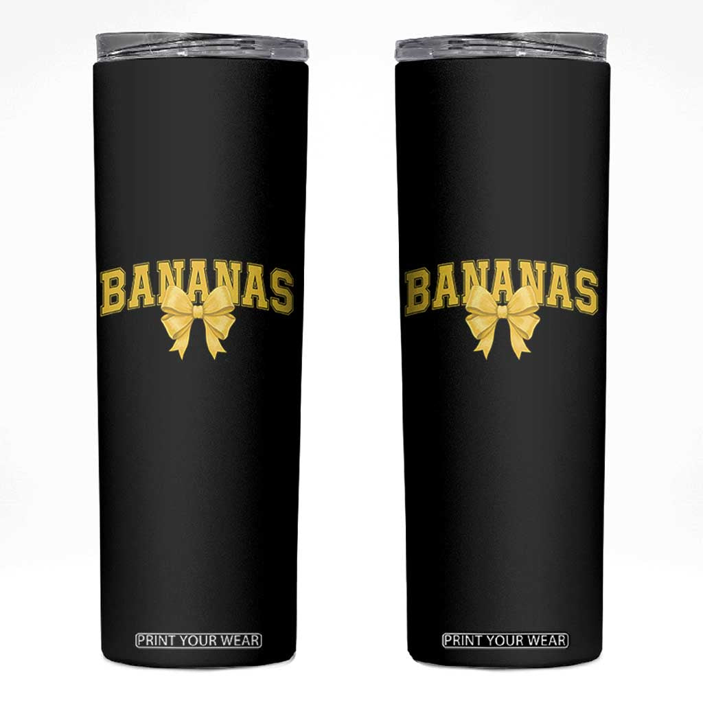 Funny Bananas Coquette Bow Baseball Player Skinny Tumbler TS11 Black Print Your Wear