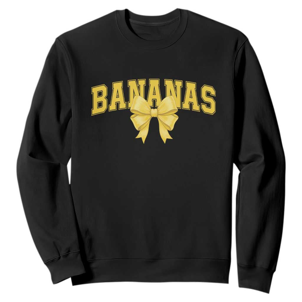 Funny Bananas Coquette Bow Baseball Player Sweatshirt TS11 Black Print Your Wear