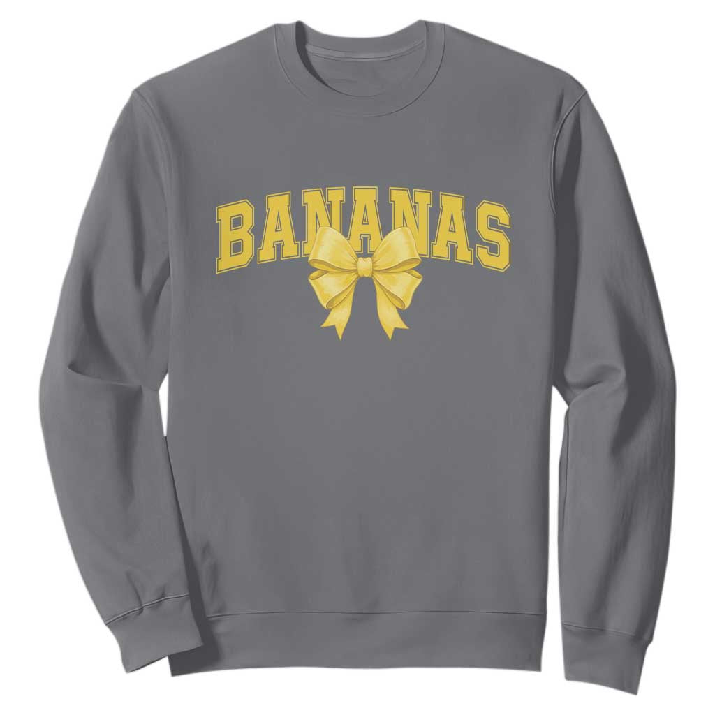 Funny Bananas Coquette Bow Baseball Player Sweatshirt TS11 Charcoal Print Your Wear