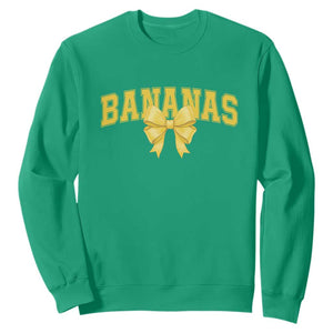 Funny Bananas Coquette Bow Baseball Player Sweatshirt TS11 Irish Green Print Your Wear