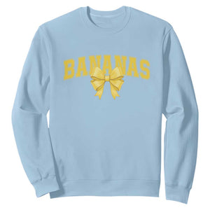Funny Bananas Coquette Bow Baseball Player Sweatshirt TS11 Light Blue Print Your Wear