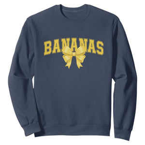 Funny Bananas Coquette Bow Baseball Player Sweatshirt TS11 Navy Print Your Wear